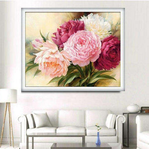 Farbige Rosen Diamond Painting mit rosa Blüten