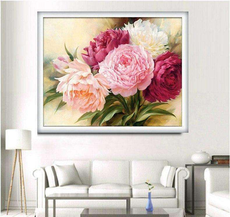Farbige Rosen Diamond Painting mit rosa Blüten