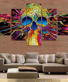 Farbiger Schädel Pentaptychon Diamond Painting