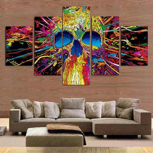 Farbiger Schädel Pentaptychon Diamond Painting