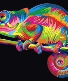 Farbiger Leguan Diamond Painting mit Neonfarben