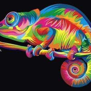 Farbiger Leguan Diamond Painting mit Neonfarben