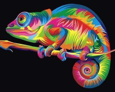 Farbiger Leguan Diamond Painting mit Neonfarben