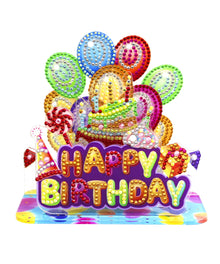 Alles Gute zum Geburtstag 3D Karte mit Ballons und Torte