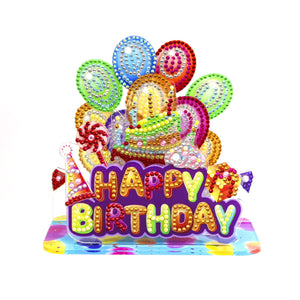 Alles Gute zum Geburtstag 3D Karte mit Ballons und Torte