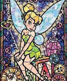 Tinkerbell Cartoonmotiv - Diamond Painting in Buntglas-Optik