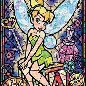 Tinkerbell Cartoonmotiv - Diamond Painting in Buntglas-Optik