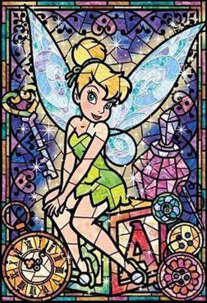 Tinkerbell Cartoonmotiv - Diamond Painting in Buntglas-Optik