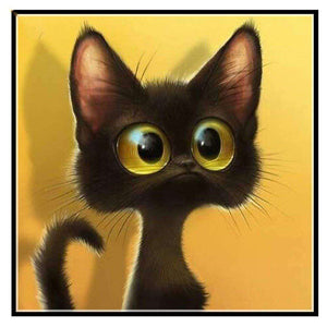 Erschrockener Kater Diamond Painting mit großen Augen