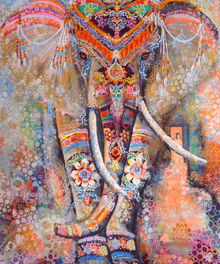 Glorreicher Elefant Diamond Painting mit buntem Kopfschmuck