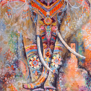 Glorreicher Elefant Diamond Painting mit buntem Kopfschmuck