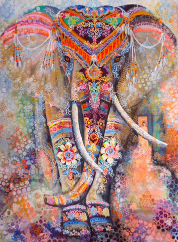Glorreicher Elefant Diamond Painting mit buntem Kopfschmuck