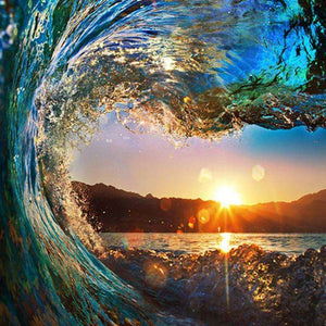Welle bei Sonnenuntergang - Diamond Painting Meer Motiv
