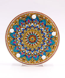 Runde Golden Ocean Mandala Diamond Painting Lampe mit Gold und Türkis