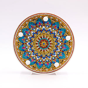 Runde Golden Ocean Mandala Diamond Painting Lampe mit Gold und Türkis