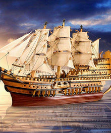 Segelschiff Stilles Wasser Diamond Painting mit Spiegelung