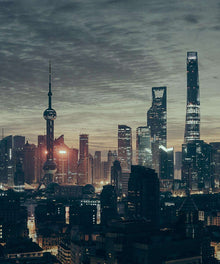 Große Stadt Skyline Diamond Painting mit Abendhimmel