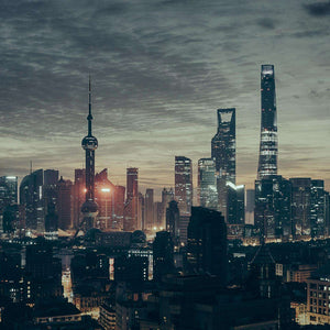 Große Stadt Skyline Diamond Painting mit Abendhimmel