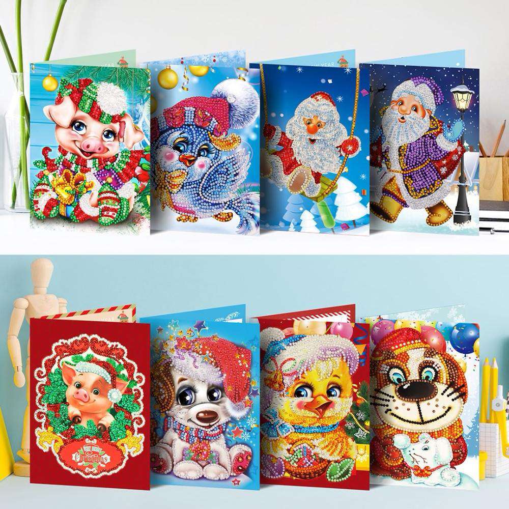 Weihnachtskarten Set #1 Diamond Painting 8 Stück