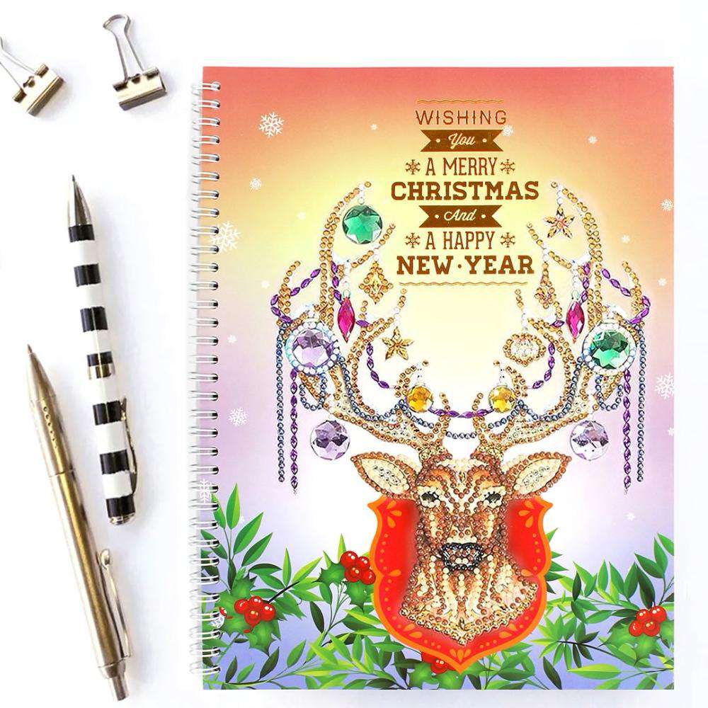 Weihnachts-Hirsch Diamond Painting Notizbuch A4 Motiv