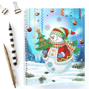 Weihnachts-Schneemann Diamond Painting Notizbuch Motiv
