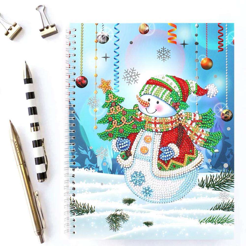 Weihnachts-Schneemann Diamond Painting Notizbuch Motiv