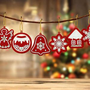 Weihnachtsschmuck Rot 10 Stück Diamond Painting Anhänger, Bild 2