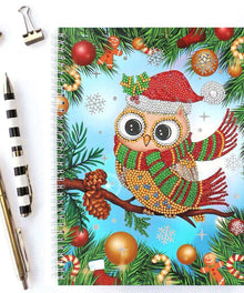 Weihnachts-Eule Diamond Painting Notizbuch Motiv