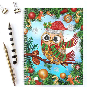 Weihnachts-Eule Diamond Painting Notizbuch Motiv