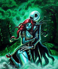 Halloween Paar Diamond Painting mit grünem Mondlicht