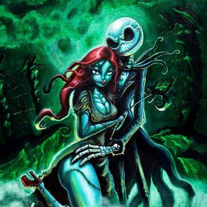 Halloween Paar Diamond Painting mit grünem Mondlicht