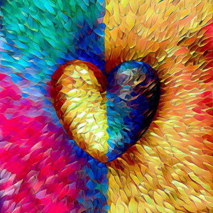 Buntes Herz Diamond Painting mit abstrakten Farben