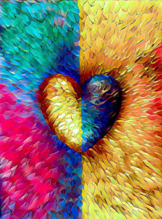 Buntes Herz Diamond Painting mit abstrakten Farben