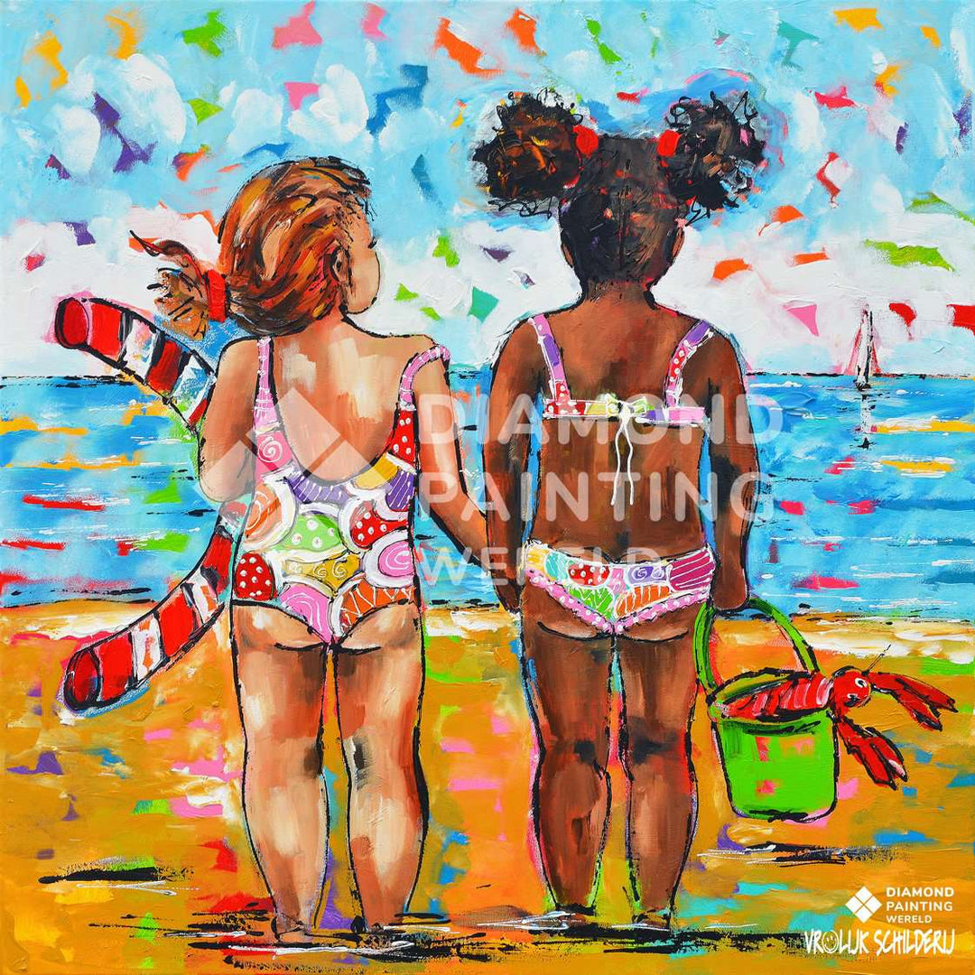 Strandtag Kinder Diamond Painting mit Meer und Sandspielzeug