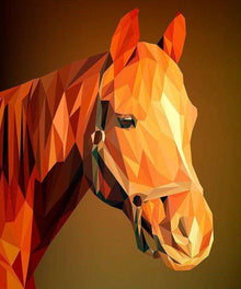 Braunes Pferd Diamond Painting mit geometrischem Porträt