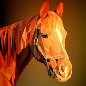 Braunes Pferd Diamond Painting mit geometrischem Porträt