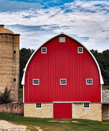 Großes rotes Bauernhaus Diamond Painting mit Silo