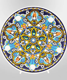 Runde Lied des Ozeans Mandala Diamond Painting Lampe in Blau und Gold