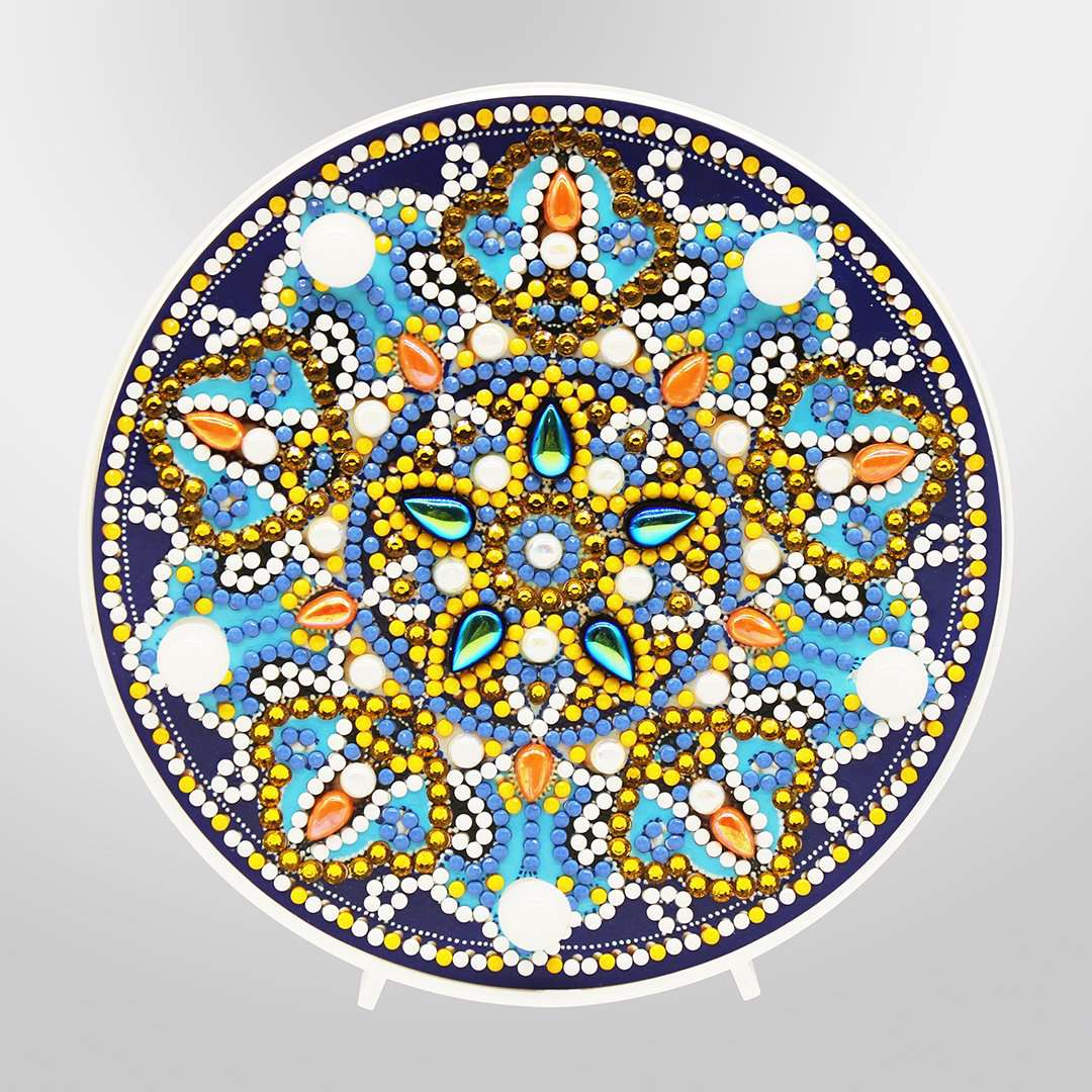 Runde Lied des Ozeans Mandala Diamond Painting Lampe in Blau und Gold