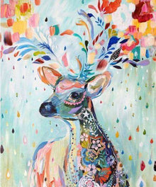 Kunstvoller Hirsch Diamond Painting mit buntem Geweih