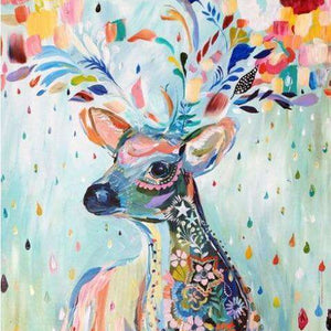 Kunstvoller Hirsch Diamond Painting mit buntem Geweih