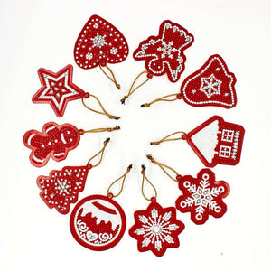Weihnachtsschmuck Rot 10 Stück Diamond Painting Anhänger