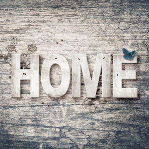 Home Schriftzug mit Schmetterling Diamond Painting