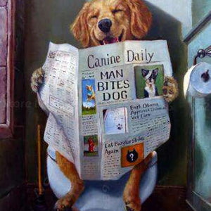 Hund auf der Toilette Diamond Painting