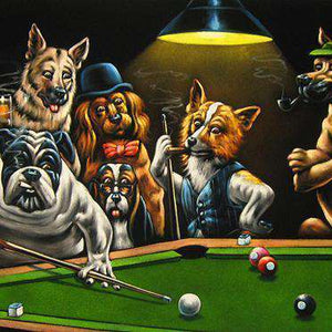 Hunde beim Billard Diamond Painting