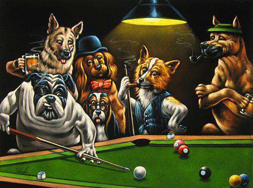 Hunde beim Billard Diamond Painting