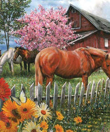 Hunde und Pferdefarm Diamond Painting