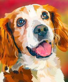 Hund im Blumenfeld Diamond Painting