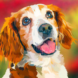 Hund im Blumenfeld Diamond Painting