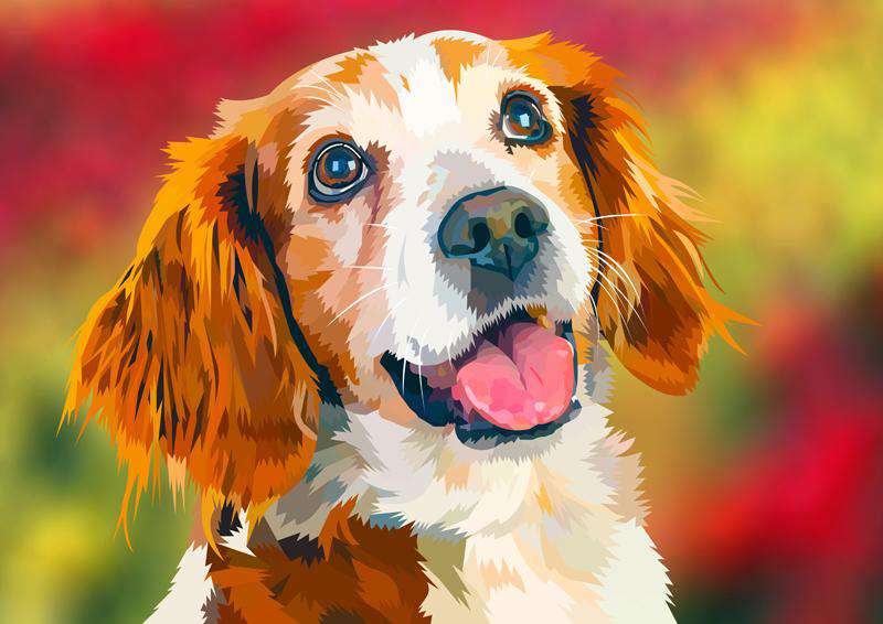 Hund im Blumenfeld Diamond Painting